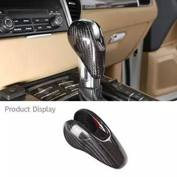 Накладка на головку переключения передач из настоящего углеродного волокна для Porsche MACAN 718 911 Panamera Cayman Boxster 2009-2021 автомобильные аксессуары