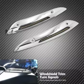 Накладка на лобовое стекло мотоцикла, светодиодная подсветка, акцент на лобовое стекло, поворот Singal для Harley Touring Road Glide Special CVO FLTRX Ultra 2015-24