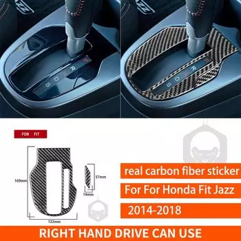 Накладка на панель переключения передач для Honda Fit Jazz 2014 2015 2016 2017 2018, мягкая наклейка из настоящего углеродного волокна, аксессуары для интерьера автомобиля