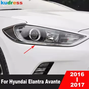Накладка на переднюю фару для Hyundai Elantra Avante 2016 2017, хромированная автомобильная фара, рамка для фар, аксессуары