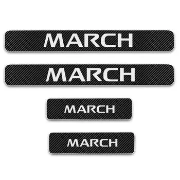 Накладка на порог двери автомобиля для Nissan March, светоотражающая 4D Наклейка из углеродного волокна, автомобильные аксессуары для порога Педали 4 шт./компл.