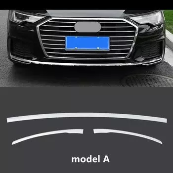 Накладки на передний бампер из нержавеющей стали, 3 шт. для Audi A6 C8 2019, Стайлинг автомобиля, декоративные наклейки для головы, наклейки