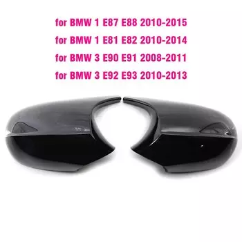 Накладки на зеркала заднего вида для Bmw E81 E82 E87, 116i 118i 120i E88 E90 E91 2008-2011, 320i 330i 330d Carbon Fiber Gloss Black