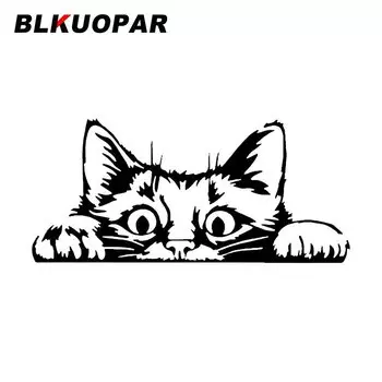 Наклейка BLKUOPAR на половину головы кота, наклейка с животными, Солнцезащитный вырезанный багажник, окошко, украшение автомобиля