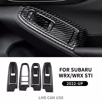 Наклейка из настоящего углеродного волокна для Subaru WRX/WRX STI 2022 2023 2024, кнопка переключателя окна автомобиля, панель внутренней отделки, аксессуары