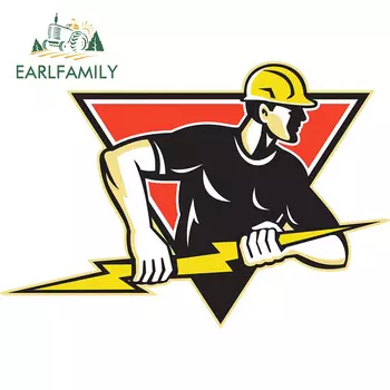Наклейка на бампер автомобиля EARLFAMILY, 13 см, с символом электрика, наклейка на окно автомобиля, для доски для серфинга, изящные наклейки, водонепроницаемые, RV, JDM, Декор