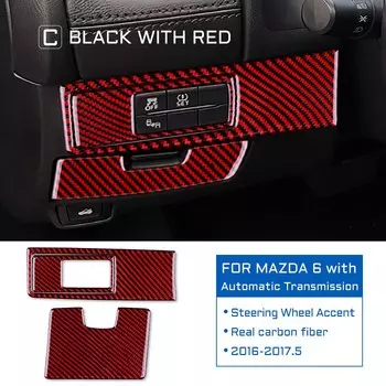 Наклейка на кнопки переключателя автомобильной фары из настоящего углеродного волокна для Mazda 6 с автоматической коробкой передач 2016 2017 отделка автомобильные аксессуары