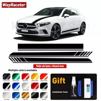 Наклейка на крышу багажника, 1 дверь, боковая полоса, наклейка на зеркало заднего вида для Mercedes Benz W177 A35 A Class A45 S AMG Hatchback