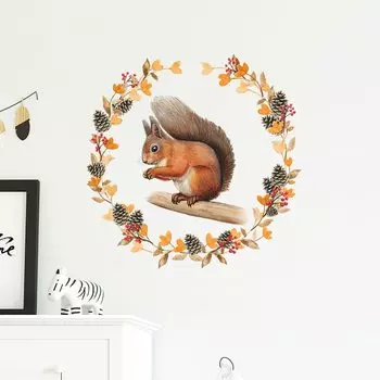 Наклейка на стену HonC Белка сосновая шишка