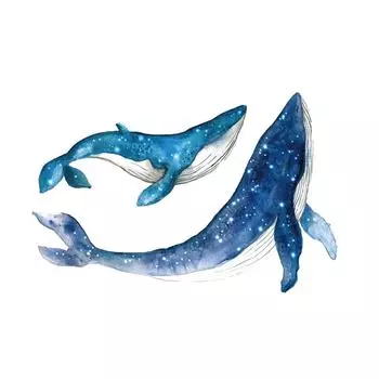 Креативная наклейка на стену со звездным небом и китом, украшение для дома, гостиная, детская комната, декор, обои, наклейки с морскими животными, плакат