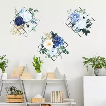 Наклейки для стен HonC сетка цветы пионы