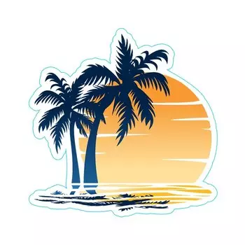 Наклейки FUYOOHI, Пляжная пальма, автомобильная наклейка, Виниловая наклейка для автомобиля, аниме, забавная наклейка для кемпера, RV, JDM, наклейка для украшения мотоцикла