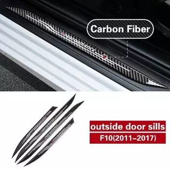 Наклейки из углеродного волокна для интерьера, кожаные накладки на пороги двери, приветственное украшение порога для BMW F10 2011-Стайлинг автомобиля