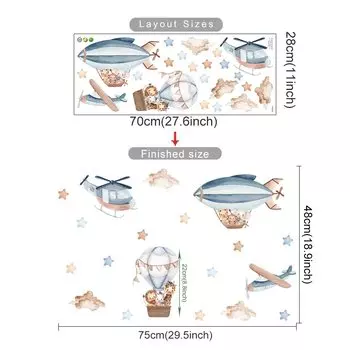 Наклейки Kingsmile Акварельные животные для детской комнаты