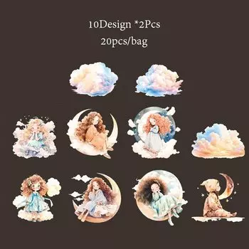 Наклейки Mr. Paper, облачная девушка, 20 шт.