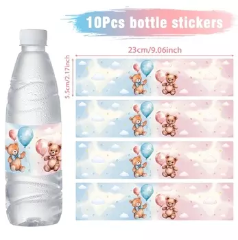 Наклейки на бутылки с водой "Мишка Тедди", 10 шт., FENGRISE