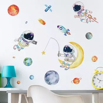 Наклейки на стену Cartoon Planet Astronauts HonC