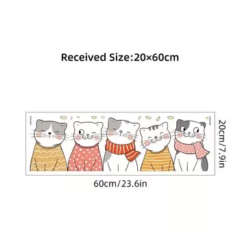 Наклейки На Стену С Мультяшным Котом, Красочные Съемные Декоративные Наклейки Из ПВХ Для Детской Комнаты, Спальни