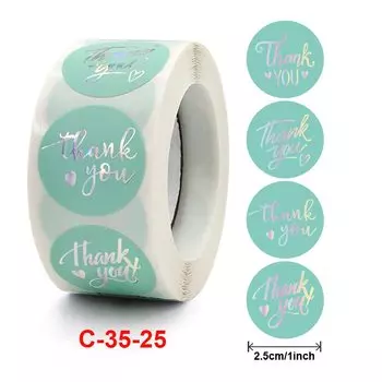Наклейки "Спасибо", розово-зелёные, бумага, 100 штук
