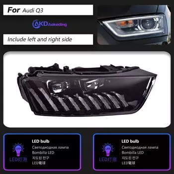 Налобный фонарь AKD для Audi Q3 светодиодный фары 2013-2018 фары Q3 DRL сигнал поворота Дальний свет ангельские глазки объектив проектора