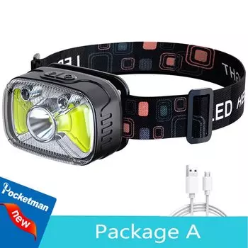 Налобный фонарь POCKETMAN красный XPG+COB LED 7 режимов