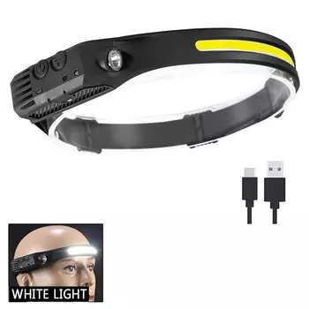 Налобный фонарь QIUCI COB 350 люмен силиконовый USB перезаряжаемый