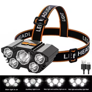 Налобный фонарь XINYI 5 LED аккумуляторный