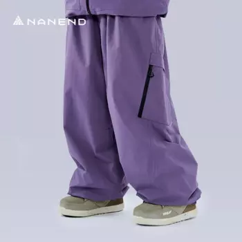 Nan'en 2024, новые лыжные брюки для сноуборда, женские 3 л, свободные водонепроницаемые профессиональные утолщенные мужские лыжные брюки с клеем полного давления