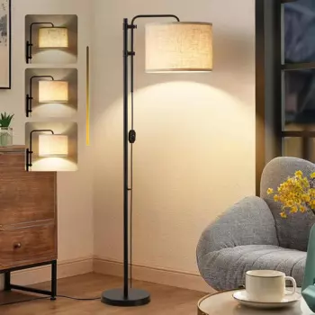 Напольная Лампа Gyrovu для гостиной, напольные лампы с регулируемой высотой и поворотом на 350 °, бежевый абажур, современный высокий 67,5 дюйма
