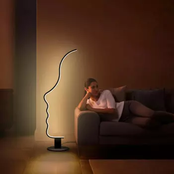 Напольная Лампа RGB в форме лица, креативная лампа для чтения с плавным затемнением и дистанционным управлением, стоячий светильник для вестибюля отеля