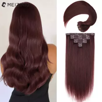 Наращивание волос на клипсе, 100% волосы Remy для женщин, заколка на клипсе с двойным утком, наращивание человеческих волос от 12 до 18 дюймов # 99J