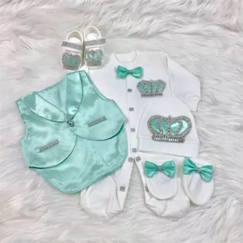 Наряды для новорожденных мальчиков 5 шт. Блейзер жилет детская одежда хлопковые изделия для младенцев Боди костюм рубашка брюки варежки приемное одеяло