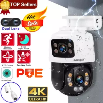 Наружная камера видеонаблюдения, 4K, 8 Мп, двойной объектив, PTZ, 6 МП, POE IP, 10CH POE NVR P2P