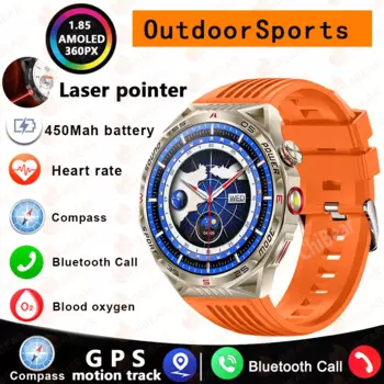 Наружный компас лазерной укажкой LED Smartwatch мужчины 1,85 дюйма HD большой экран GPS спорт водонепроницаемые умные часы для Xiaomi HUAWEI
