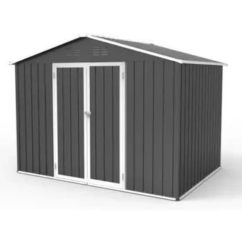 Наружный напольный сарай для хранения, 8x6 футов, металлический стеллаж с дверями и вентиляционными отверстиями, наружный сарай для хранения инструментов, садовый сарай