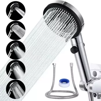 Насадка для душа с высоким давлением, регулируемая водосберегающая, массажная, 5 режимов, аксессуары для ванной комнаты