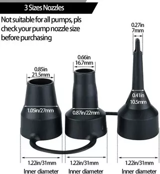 Пластиковая насадка, насадка для насоса, адаптер для воздушного насоса, сменные насадки, 3 размера, надувной насос с двойной головкой