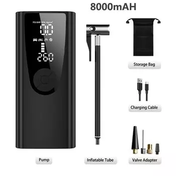 Насос для накачивания шин, 8000 мАч, фунтов/кв. Дюйм