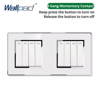 Настенная акриловая панель Wallpad, цвет белый, настенная лампа, переключатель, регулировка яркости, USB-зарядка, розетка европейского стандарта, 4, 5, 6, 7, 8 клавиш, 2-позиционный сброс, 172*86 мм