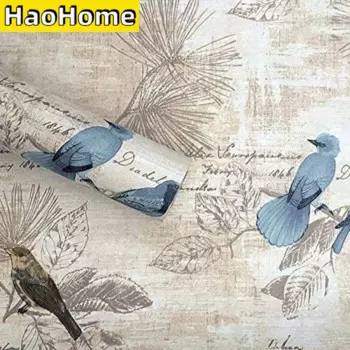 Настенная бумага HaoHome Bird, съемная самоклеящаяся настенная бумага, съемная и клеящаяся контактная бумага для шкафов, столешниц, мебели, декора