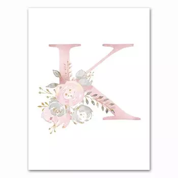 Настенная картина АлиПэнт с именем девочки, розовый цветок