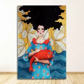 Настенная картина DHRM, абстрактная девушка, холст