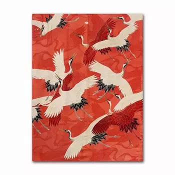 Настенная картина DHRM Черный Красный Журавль