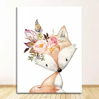 Настенная картина на холсте "Цветы и животные" DHRM