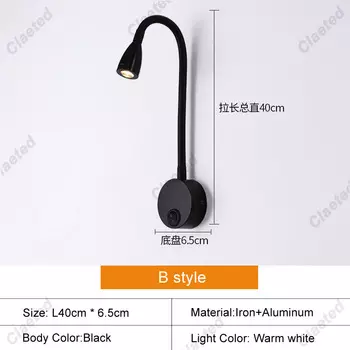 Настенная лампа Claeted 1Вт/3Вт черная