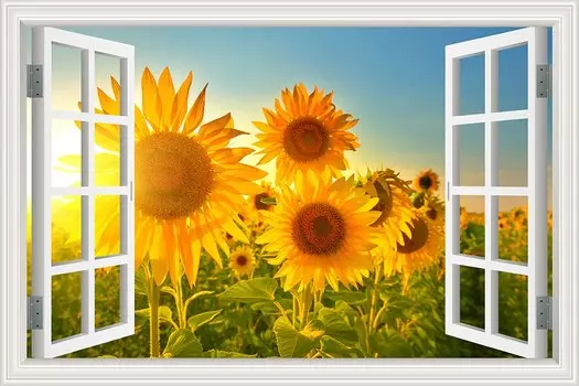 Настенная наклейка AsenArt цветы подсолнухи 3D