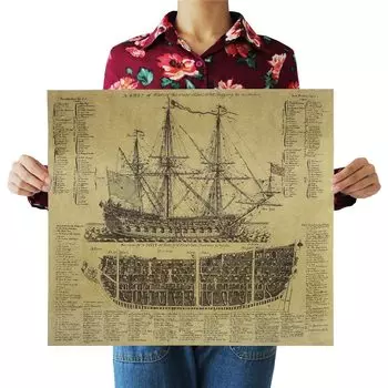 Настенная наклейка DIYOUNG Чертежи военных кораблей