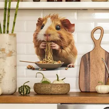 Настенная наклейка Хомяк ест лапшу HonC