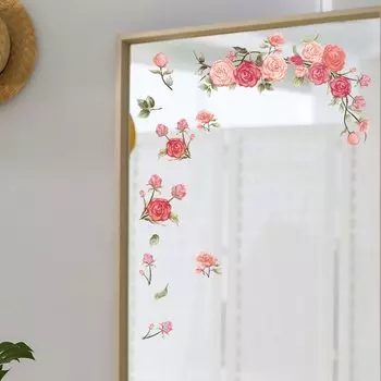 Красивые цветы стикер на стену гостиная фон украшения дома наклейки для ванной комнаты зеркальный декор украсить самоклеящаяся фреска