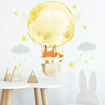 Настенная наклейка HonC Лиса Кролик ПВХ